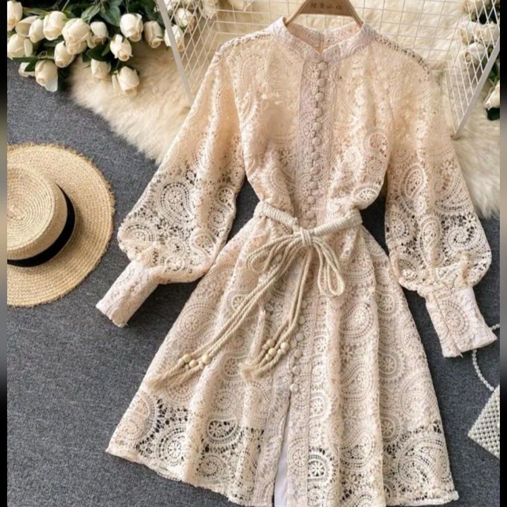 Adorable crochet balloon sleeve dress